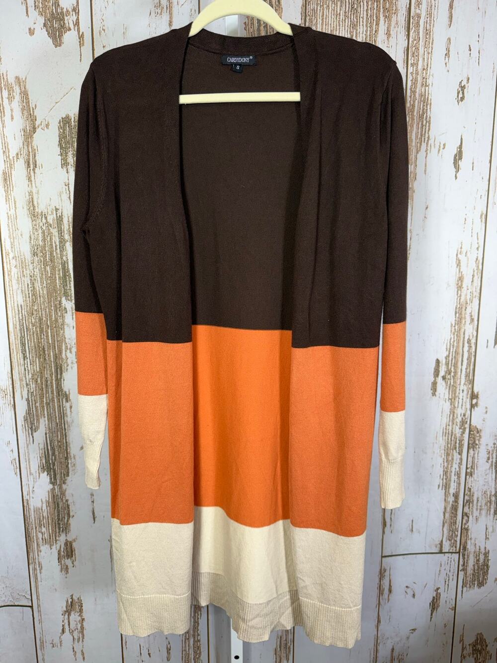 Cardydony, Colorblocking Fall Duster Cardigan. Size Small. Excellent condition!